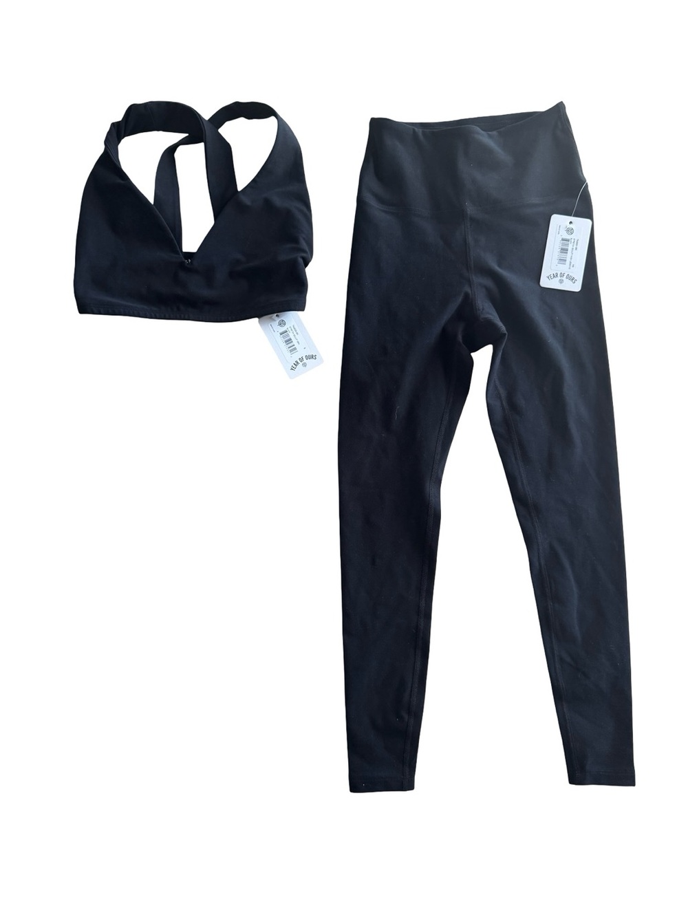 Year of Ours Black High-Rise Leggings & Sports Bra NWT